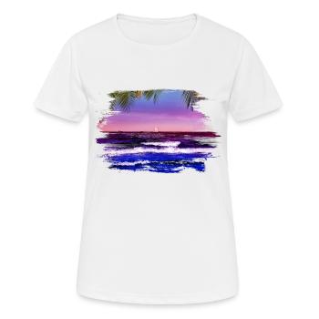 sunset over the sea under palm trees - Women's Breathable T-Shirt - white - Front - AI Model Female 172 dark (172cm)