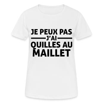 je peux pas j'ai Quilles au maillet - T-shirt respirant Femme - blanc - Devant - AI Model Female 172 dark (172cm)