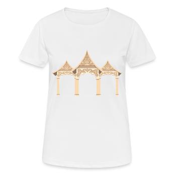 Porte Temple aux decors khmer - T-shirt respirant Femme - blanc - Devant - AI Model Female 172 dark (172cm)