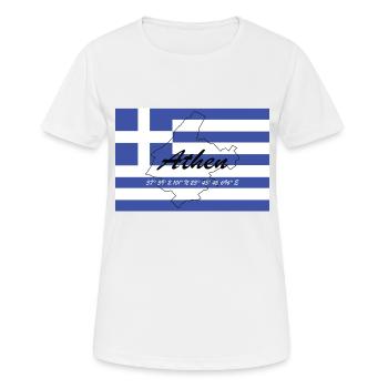 Athen - Hauptstadt mit GPS & Flagge - Frauen T-Shirt atmungsaktiv - Weiß - Vorne - AI Model Female 172 dark (172cm)