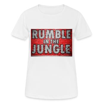 Rumble in the Jungle Ziegelsteinmauer Graffiti - Frauen T-Shirt atmungsaktiv - Weiß - Vorne - AI Model Female 172 dark (172cm)