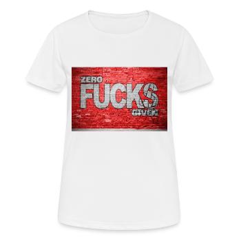 Zero Fucks Given Ziegelsteinmauer Graffiti - Frauen T-Shirt atmungsaktiv - Weiß - Vorne - AI Model Female 172 dark (172cm)