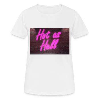 Neon sign Hot as Hell on brick wall - Women's Breathable T-Shirt - white - Front - AI Model Female 172 dark (172cm)
