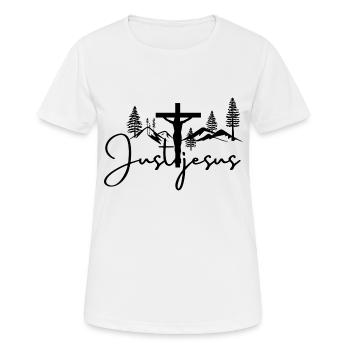 Juste Jésus - T-shirt respirant Femme - blanc - Devant - AI Model Female 172 dark (172cm)