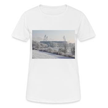 Weserstadion - Frauen T-Shirt atmungsaktiv - Weiß - Vorne - AI Model Female 172 dark (172cm)