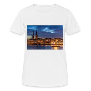 Binnenalster - Frauen T-Shirt atmungsaktiv - Weiß - Vorne - AI Model Female 172 dark (172cm)