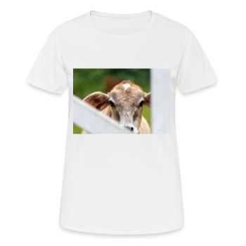 Kleines Kalb mit süßem Aussehen - Frauen T-Shirt atmungsaktiv - Weiß - Vorne - AI Model Female 172 dark (172cm)