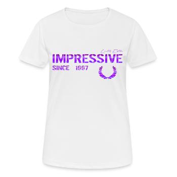Impressionnant depuis 1997 - T-shirt respirant Femme - blanc - Devant - AI Model Female 172 dark (172cm)
