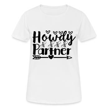 Partenaires Howdy - T-shirt respirant Femme - blanc - Devant - AI Model Female 172 dark (172cm)