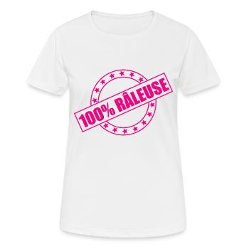 100% RÂLEUSE - Quand râler est une seconde nature - T-shirt respirant Femme - blanc - Devant - AI Model Female 172 dark (172cm)