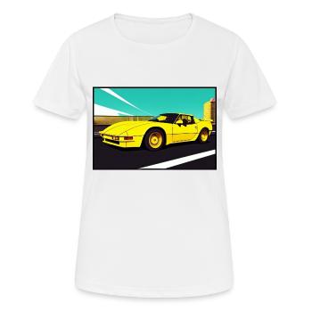 Voiture de sport jaune des années 80 - T-shirt respirant Femme - blanc - Devant - AI Model Female 172 dark (172cm)
