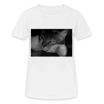 le chat au regard terrible - T-shirt respirant Femme - blanc - Devant - AI Model Female 172 dark (172cm)