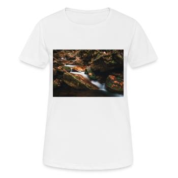 Herbstfarben in den Blättern des Flusses - Frauen T-Shirt atmungsaktiv - Weiß - Vorne - AI Model Female 172 dark (172cm)