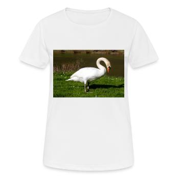 Cygne tuberculé (en allemand Höckerschwan) Cygnus olor - T-shirt respirant Femme - blanc - Devant - AI Model Female 172 dark (172cm)