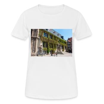 Rathaus Quedlinburg Sachsen-Anhalt - Frauen T-Shirt atmungsaktiv - Weiß - Vorne - AI Model Female 172 dark (172cm)
