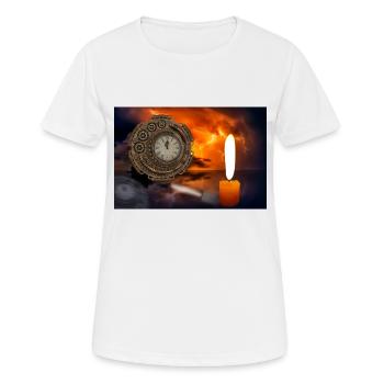 Une horloge éclairée par des bougies. - T-shirt respirant Femme - blanc - Devant - AI Model Female 172 dark (172cm)