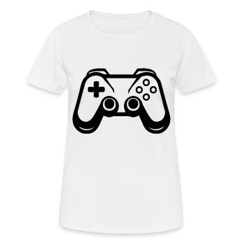 Manette de jeu de jeux vidéo - T-shirt respirant Femme - blanc - Devant - AI Model Female 172 dark (172cm)