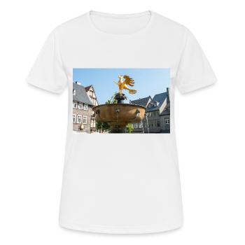 historischer Brunnenmarkt Goslar (Marktbrunnen) - Frauen T-Shirt atmungsaktiv - Weiß - Vorne - AI Model Female 172 dark (172cm)