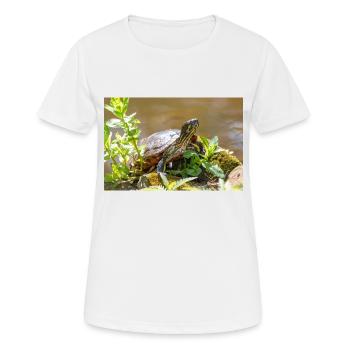 Yellow-bellied slider Gelbbauch-Schmuckschildkröte - Frauen T-Shirt atmungsaktiv - Weiß - Vorne - AI Model Female 172 dark (172cm)