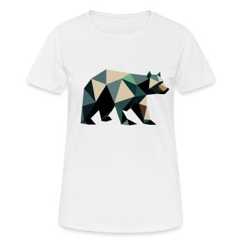Ours, Polygone, Angulaire, Randonnée, Arbres, Animaux, Nature Sauvage, Nature - T-shirt respirant Femme - blanc - Devant - AI Model Female 172 dark (172cm)