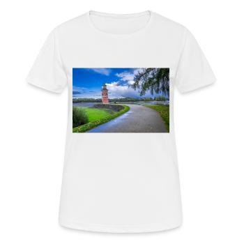 Picture from the Moritzburg Lighthouse - Women's Breathable T-Shirt - white - Front - AI Model Female 172 dark (172cm)