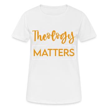 Theology Matters 2 - Women's Breathable T-Shirt - white - Front - AI Model Female 172 dark (172cm)