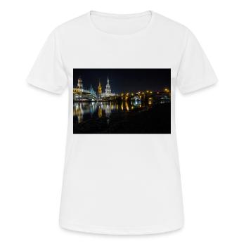 Dresden bei Nacht - Frauen T-Shirt atmungsaktiv - Weiß - Vorne - AI Model Female 172 dark (172cm)