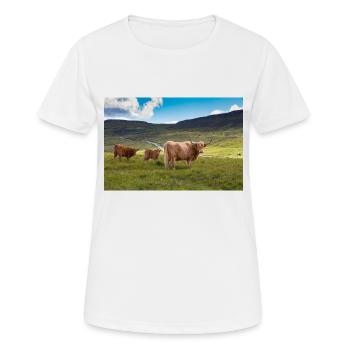 Schottische Hochlandrinder - Frauen T-Shirt atmungsaktiv - Weiß - Vorne - AI Model Female 172 dark (172cm)