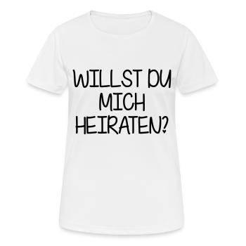 Willst du mich Heiraten? - Frauen T-Shirt atmungsaktiv - Weiß - Vorne - AI Model Female 172 dark (172cm)