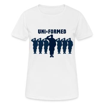 Uni-n-formed Uni-n-formiert - Frauen T-Shirt atmungsaktiv - Weiß - Vorne - AI Model Female 172 dark (172cm)