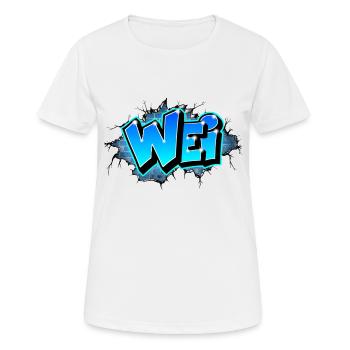 Graffiti WEI Wall Crack Ziegel BLeu - Frauen T-Shirt atmungsaktiv - Weiß - Vorne - AI Model Female 172 dark (172cm)