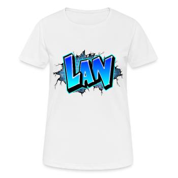 Graffiti Lan Blaue Ziegel Risse - Frauen T-Shirt atmungsaktiv - Weiß - Vorne - AI Model Female 172 dark (172cm)