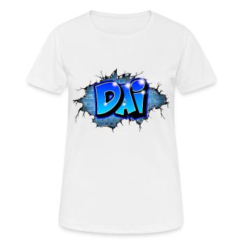 Graffiti DAI Blaue Ziegel Risse - Frauen T-Shirt atmungsaktiv - Weiß - Vorne - AI Model Female 172 dark (172cm)