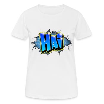 Graffiti HAI Blaue Ziegel Risse - Frauen T-Shirt atmungsaktiv - Weiß - Vorne - AI Model Female 172 dark (172cm)