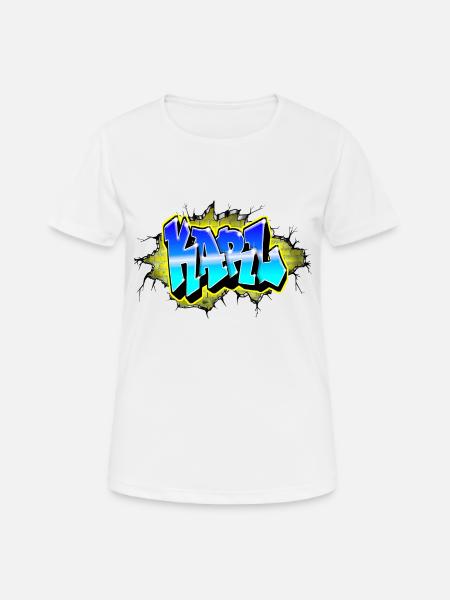 Graffiti KARL Wall Crack Brick Yellow - Women's Breathable T-Shirt - white