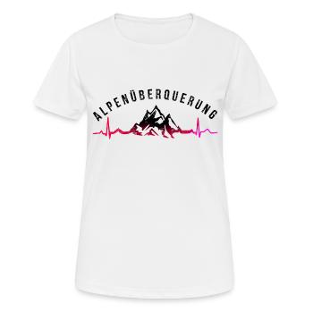 Alpenüberquerung E5 - Frauen T-Shirt atmungsaktiv - Weiß - Vorne - AI Model Female 172 dark (172cm)