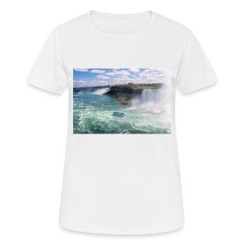 Die Skyline von Niagara City und das Panorama der Niagarafälle - Frauen T-Shirt atmungsaktiv - Weiß - Vorne - AI Model Female 172 dark (172cm)