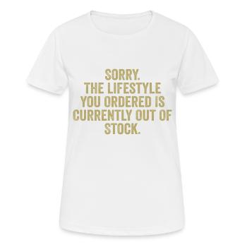 Entschuldigung, der von Ihnen bestellte Lebensstil ist derzeit nicht verfügbar - Frauen T-Shirt atmungsaktiv - Weiß - Vorne - AI Model Female 172 dark (172cm)