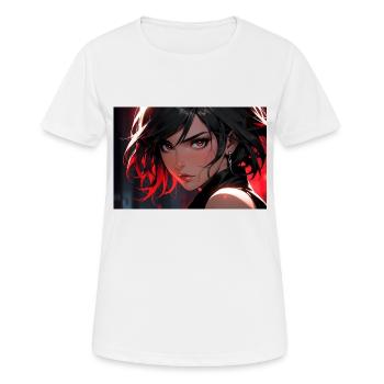 Rebellische Femme Fatale im roten Licht - Frauen T-Shirt atmungsaktiv - Weiß - Vorne - AI Model Female 172 dark (172cm)