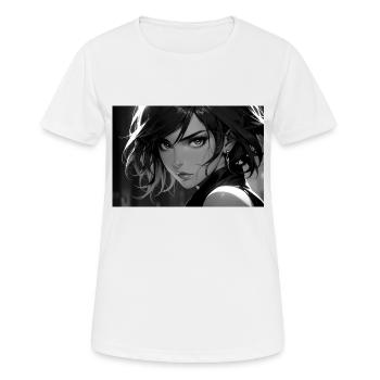Femme Fatale im ausdrucksstarken Schwarz-Weiß-Look - Frauen T-Shirt atmungsaktiv - Weiß - Vorne - AI Model Female 172 dark (172cm)