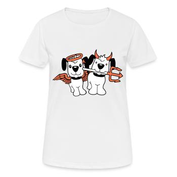 2 Hunde Engel Teufel Satan Himmel Hölle Gewissen - Frauen T-Shirt atmungsaktiv - Weiß - Vorne - AI Model Female 172 dark (172cm)