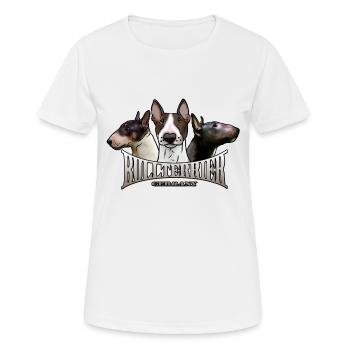 Trio de Bull Terrier avec lettrage - T-shirt respirant Femme - blanc - Devant - AI Model Female 172 dark (172cm)