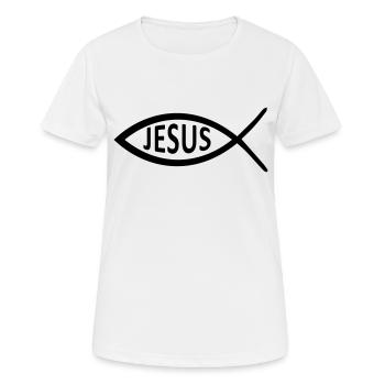 Symbole du poisson de Jésus - T-shirt respirant Femme - blanc - Devant - AI Model Female 172 dark (172cm)