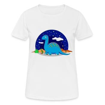 Rêve de dinosaure Brontosaurus étoiles nuit - T-shirt respirant Femme - blanc - Devant - AI Model Female 172 dark (172cm)