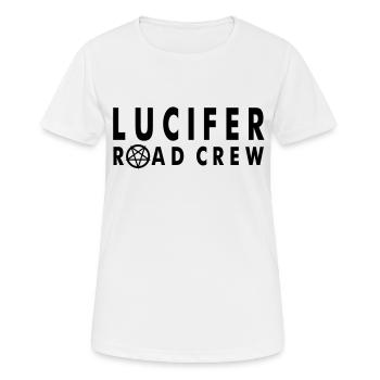 Lucifer Road Crew Logo/Pentagramm - Frauen T-Shirt atmungsaktiv - Weiß - Vorne - AI Model Female 172 dark (172cm)