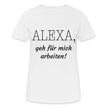 Arbeiten - Frauen T-Shirt atmungsaktiv - Weiß - Vorne - AI Model Female 172 dark (172cm)