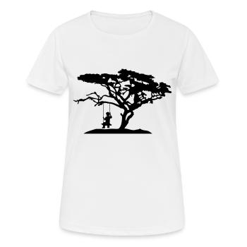 silhouette tree africa savanna lonely sad long - Women's Breathable T-Shirt - white - Front - AI Model Female 172 dark (172cm)