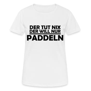 der tut nix der will nur paddeln - Frauen T-Shirt atmungsaktiv - Weiß - Vorne - AI Model Female 172 dark (172cm)