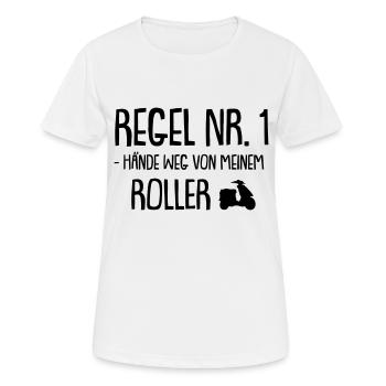 regel nr 1 hände weg von meinem roller - Frauen T-Shirt atmungsaktiv - Weiß - Vorne - AI Model Female 172 dark (172cm)