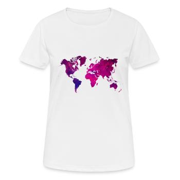 carte du monde violet - T-shirt respirant Femme - blanc - Devant - AI Model Female 172 dark (172cm)